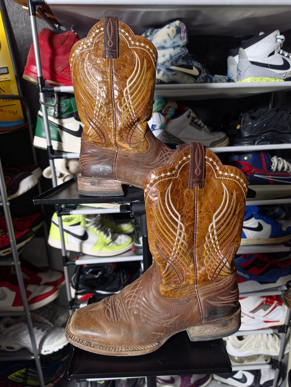 🔥 Ariat Tan Brown Mecate Men Size 10 EE Leather Western Cowboy Boot Wing Stitch